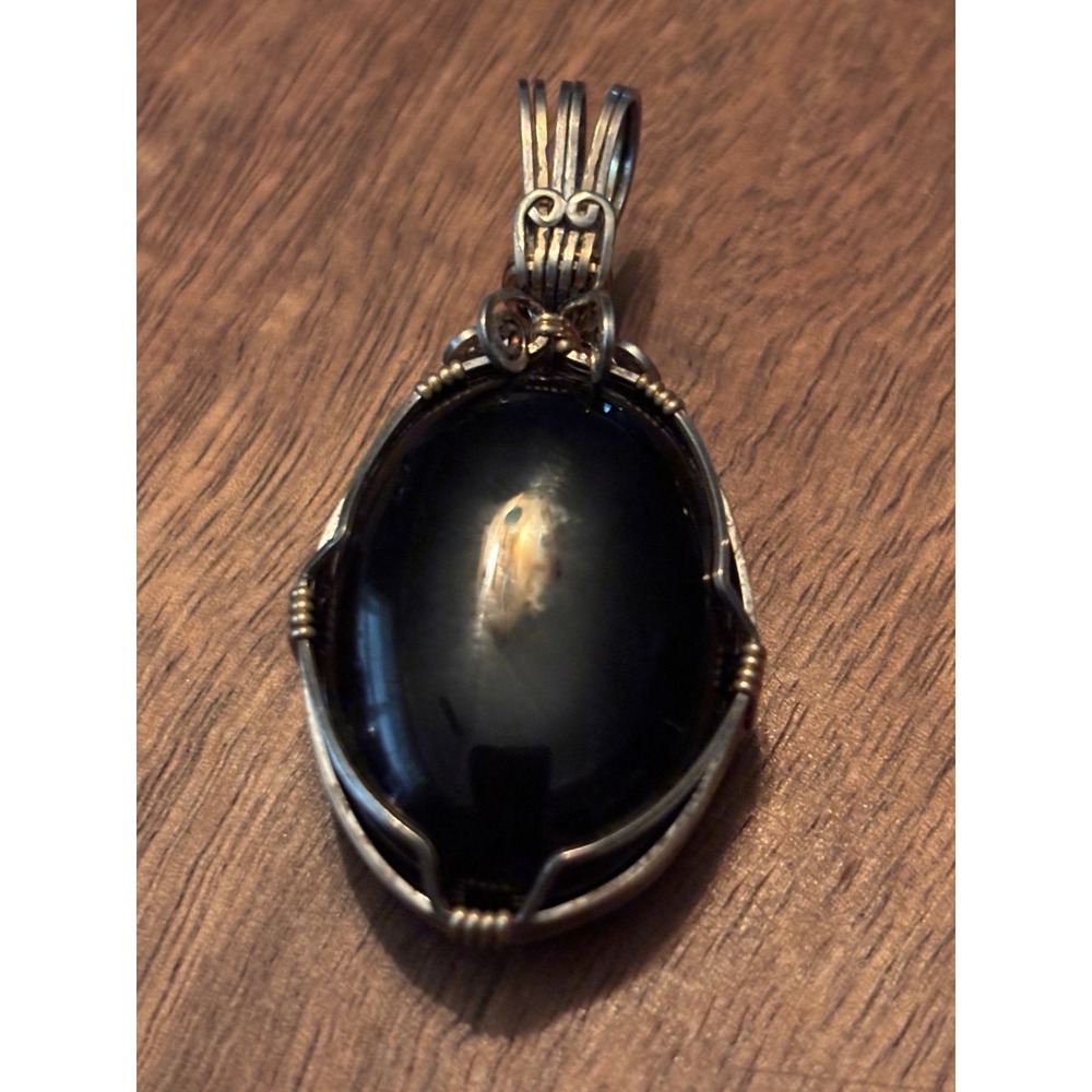 VTG Sterling Silver Black And Red Reversible Pendant